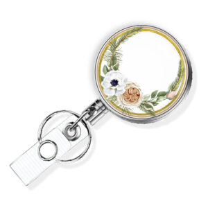 Floral Wreath retractable name tag holder - BADR459BD - Variation Image, showing The Design(s) You Can Choose From. Created By Terlis Designs.