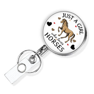 Just A Girl Who Loves Chickens retractable badge reel - BADR419A - Variation Image, showing The Design(s) You Can Choose From. Created By Terlis Designs.