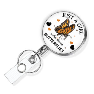 Just A Girl Who Loves Chickens retractable badge reel - BADR419C - Variation Image, showing The Design(s) You Can Choose From. Created By Terlis Designs.