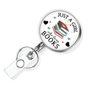 Just A Girl Who Loves Donuts badge reel - BADR424A - Variation Image, showing The Design(s) You Can Choose From. Created By Terlis Designs.