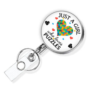 Just A Girl Who Loves Donuts badge reel - BADR424E - Variation Image, showing The Design(s) You Can Choose From. Created By Terlis Designs.