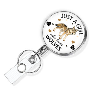 Just A Girl Who Loves Foxes retractable badge reel - BADR420A - Main Image front view to show the design details. Created by Terlis Designs.