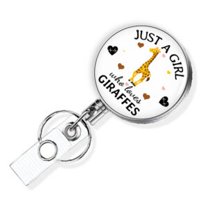 Just A Girl Who Loves Foxes retractable badge reel - BADR420C - Variation Image, showing The Design(s) You Can Choose From. Created By Terlis Designs.