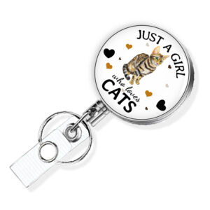 Just A Girl Who Loves Pitbulls badge reel - BADR422B - Variation Image, showing The Design(s) You Can Choose From. Created By Terlis Designs.