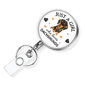 Just A Girl Who Loves Pitbulls badge reel - BADR422C - Variation Image, showing The Design(s) You Can Choose From. Created By Terlis Designs.