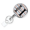 Monogram Initial retractable badge reel personalized - BADR441A - Main Image front view to show the design details. Created by Terlis Designs.