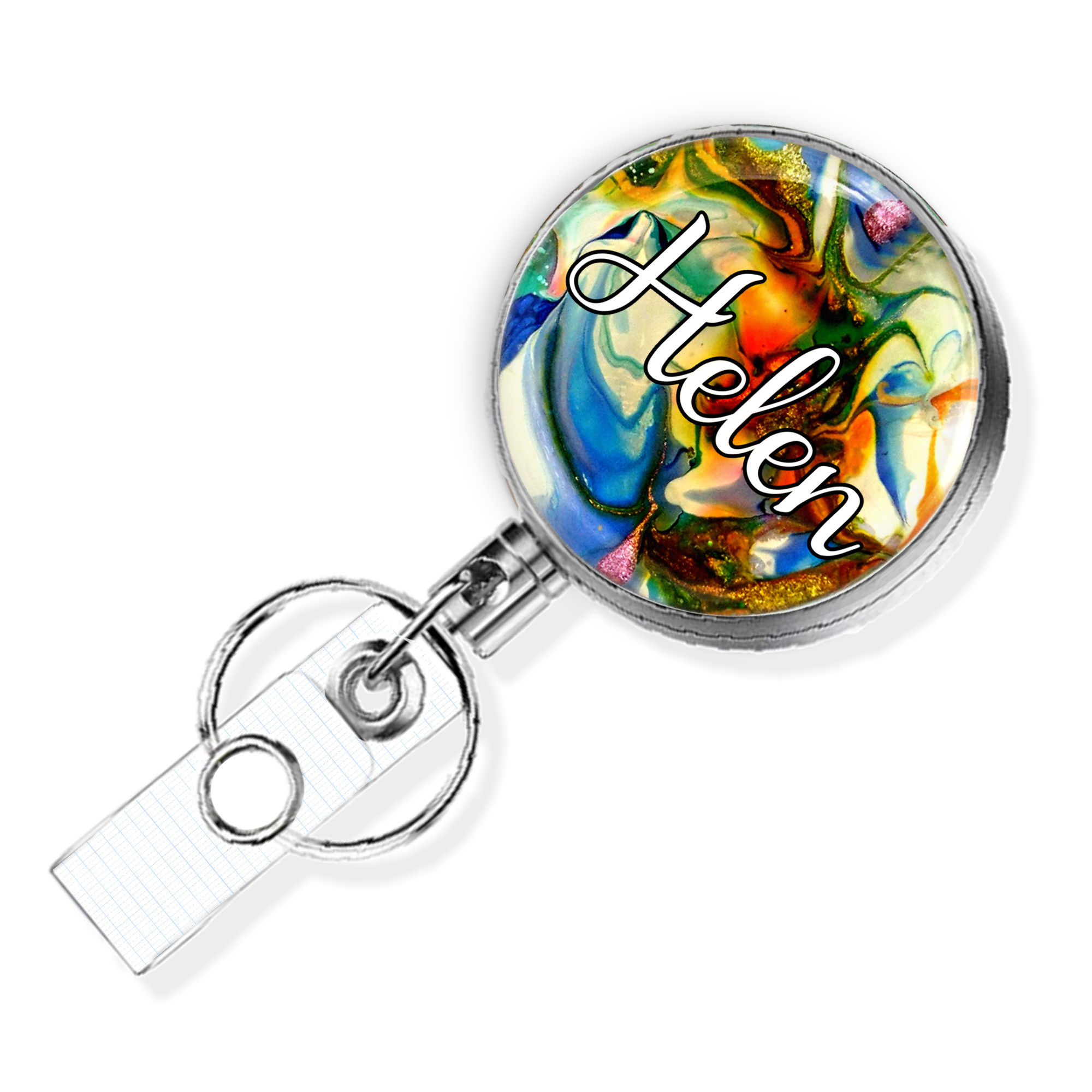 Personalized Glitter ID Badge Reel & Badge Buddy, Double Lines
