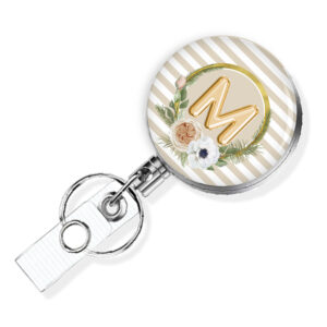 Pastel Stripe medical badge reel - BADR472A - Main Image front view to show the design details. Created by Terlis Designs.