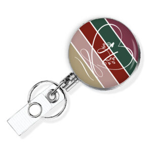 Personalized Monogram retractable badge reel - BADR435A - Main Image front view to show the design details. Created by Terlis Designs.