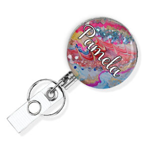 Personalized badge reel - BADR336A - Main Image front view to show the design details. Created by Terlis Designs.