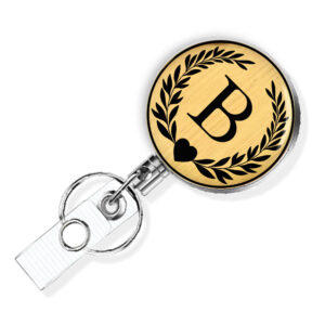 Personalized initial badge reel custom monogram - BADR417BRO - Variation Image, showing The Design(s) You Can Choose From. Created By Terlis Designs.