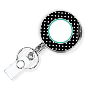 Polka Dot Art Id name tag holder - BADR467A - Variation Image, showing The Design(s) You Can Choose From. Created By Terlis Designs.