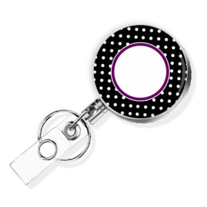 Polka Dot Art Id name tag holder - BADR467B - Variation Image, showing The Design(s) You Can Choose From. Created By Terlis Designs.