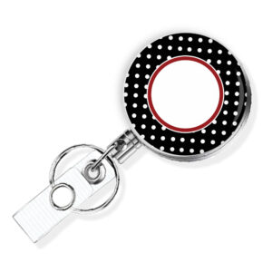 Polka Dot Art Id name tag holder - BADR467C - Variation Image, showing The Design(s) You Can Choose From. Created By Terlis Designs.