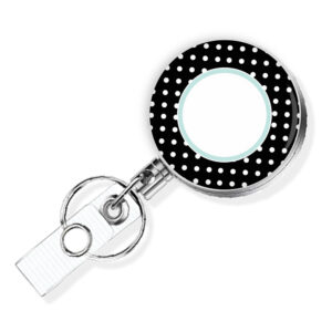 Polka Dot Art employee name tag holder - BADR466C - Variation Image, showing The Design(s) You Can Choose From. Created By Terlis Designs.
