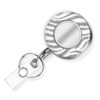 White Silver Animal Print Id badge reel - BADR455A - Main Image front view to show the design details. Created by Terlis Designs.