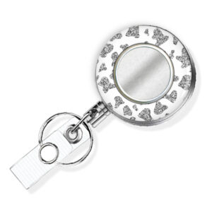 White Silver Animal Print Id badge reel - BADR455D - Variation Image, showing The Design(s) You Can Choose From. Created By Terlis Designs.