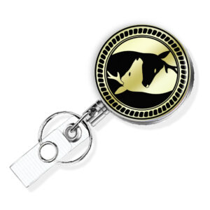Yin Yang retractable badge clip gift - BADR418G2A - Main Image front view to show the design details. Created by Terlis Designs.