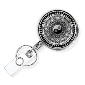 Yin Yang retractable badge clip gift - BADR418S3C - Variation Image, showing The Design(s) You Can Choose From. Created By Terlis Designs.