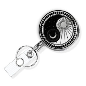 Yin Yang retractable badge clip gift - BADR418S3D - Variation Image, showing The Design(s) You Can Choose From. Created By Terlis Designs.