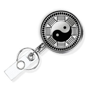 Yin Yang retractable name tag holder - BADR418S3A - Main Image front view to show the design details. Created by Terlis Designs.
