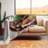 Family Photo Collage Personalized Memorial Blanket - BLANA1, laying over the back and seat of a plush beige sofa. Image by Terlis Designs.