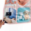 Personalized Newborn Photo Collage Blanket - BLANAN1, closeup view of the blanket held between the thumbs and fingers.